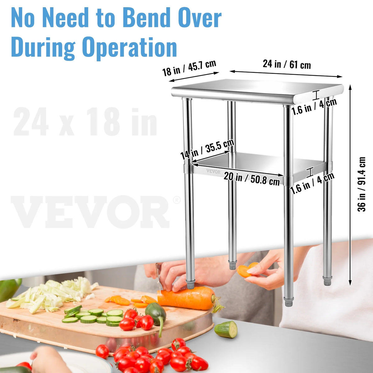 Stainless Steel Prep Table with Adjustable Undershelf T7583
