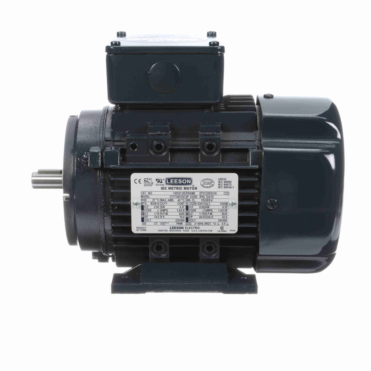 1/2HP 0.37kW IEC Metric Electric Motor, 3410RPM A15315