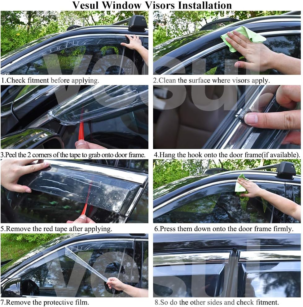 Smoke Gray Polycarbonate Window Wind Deflector with 304 Stainless Steel Trim T657