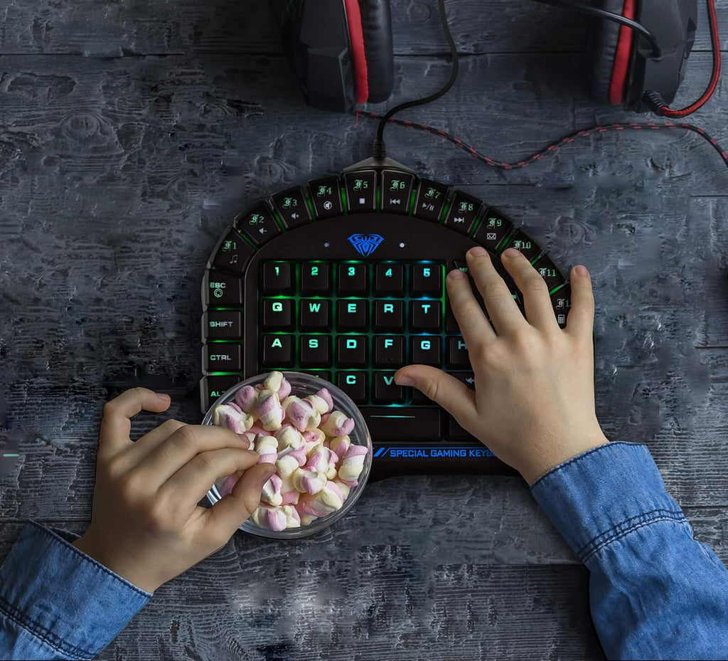 One Handed Mechanical Gaming Keyboard with RGB Backlit Effects B387