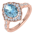 14K Rose Gold Oval Blue Topaz Engagement Ring U6554