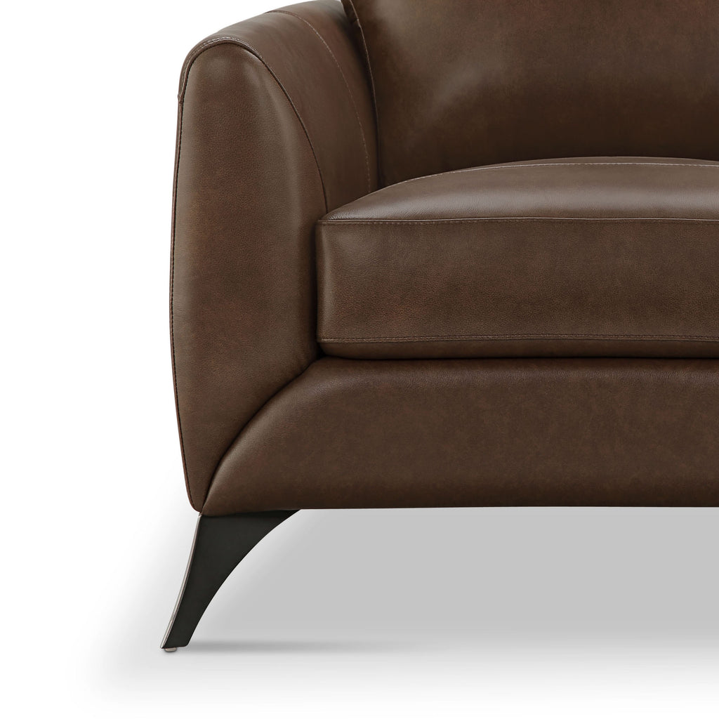 Brown Top Grain Leather Loveseat I945788