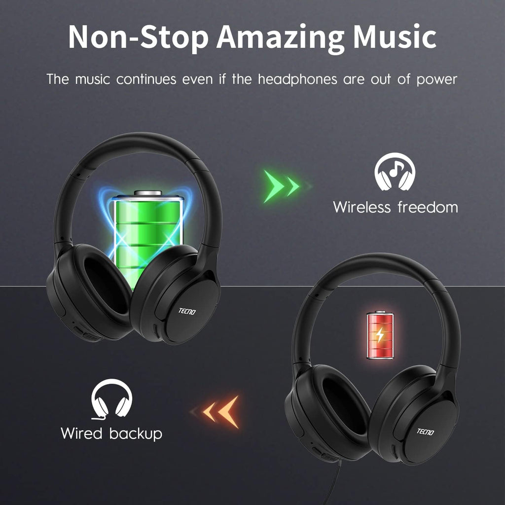 Wireless Over Ear Bluetooth Headphones with Microphone and Portable Case P210