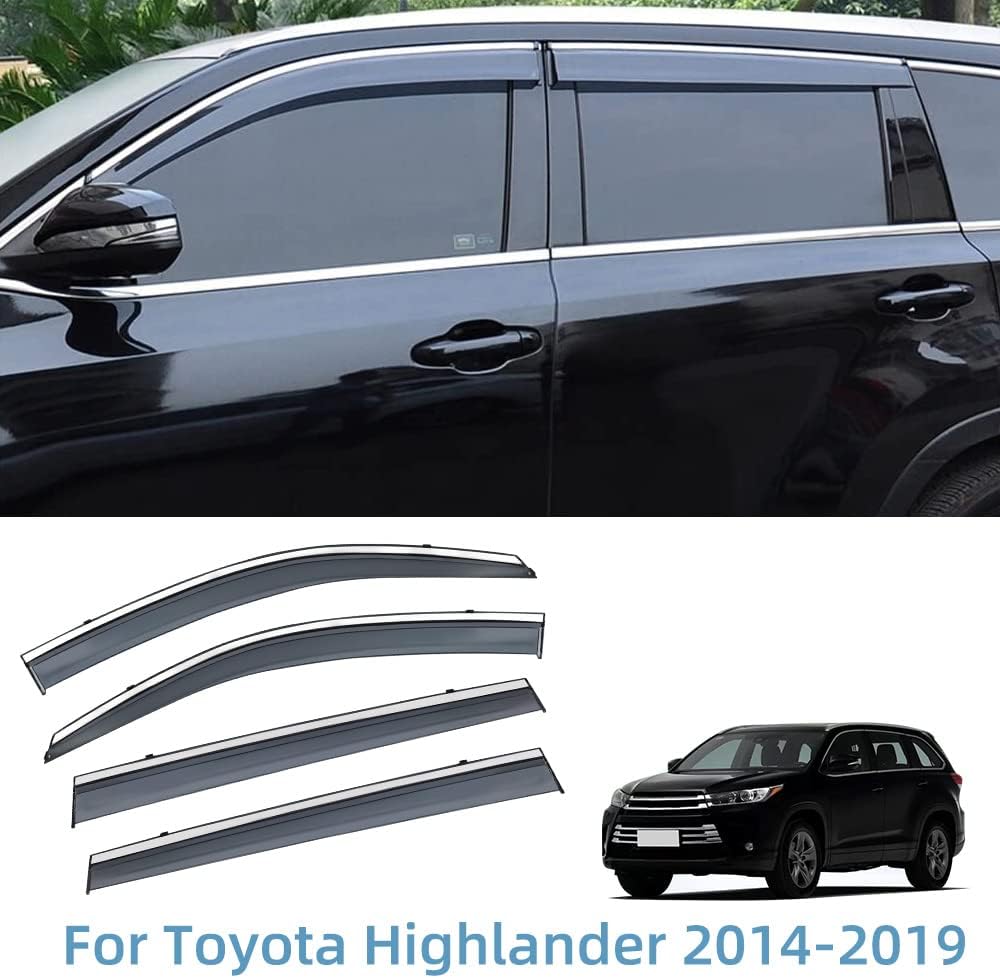 Smoke Gray Polycarbonate Window Wind Deflector with 304 Stainless Steel Trim T657