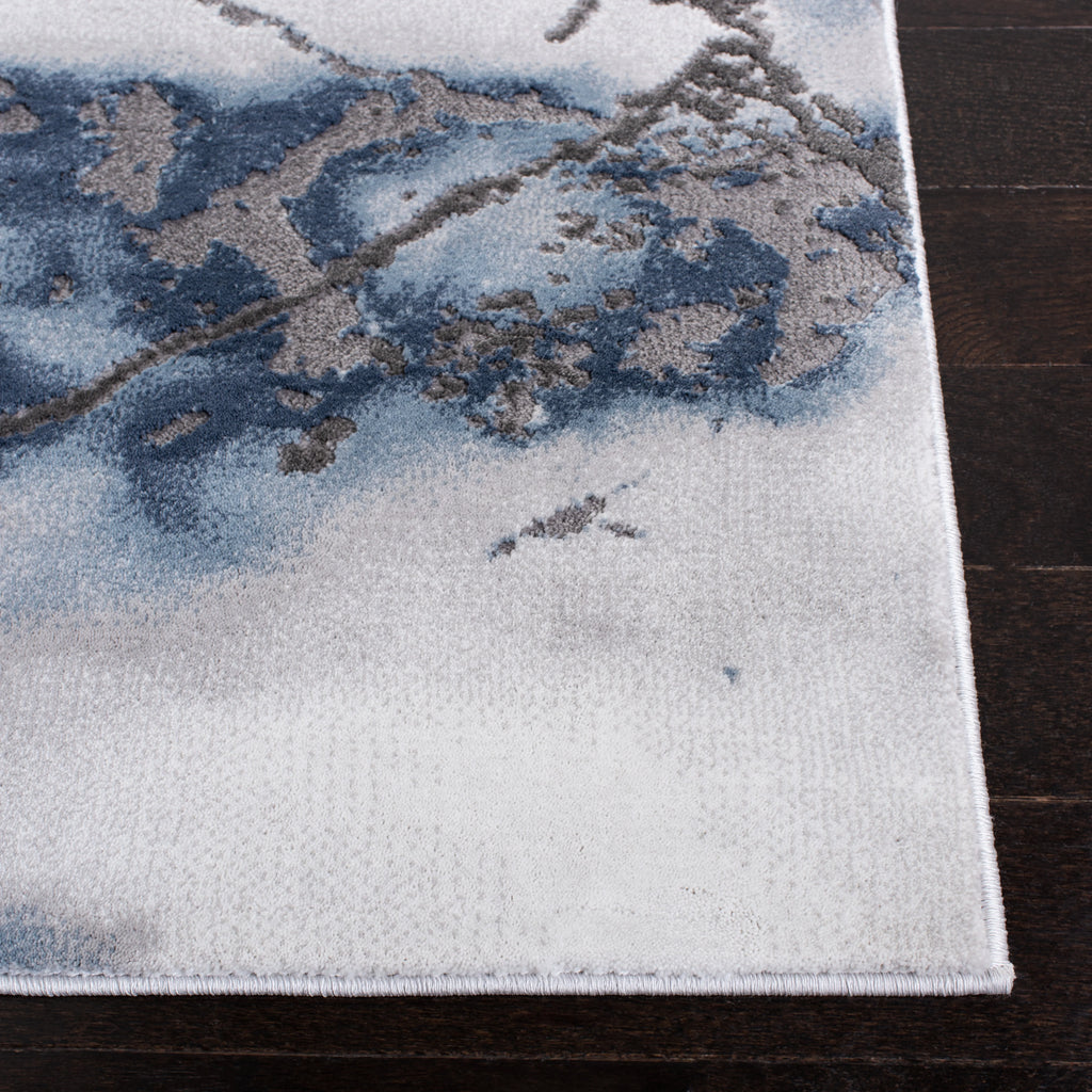 Abstract Marble Area Rug, 5'3" x 5'3" Square, Grey/Blue O653662