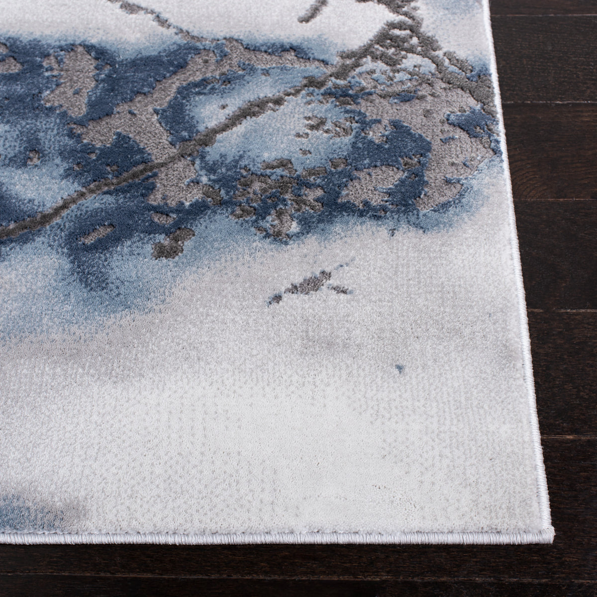 Abstract Marble Area Rug, 5'3" x 5'3" Square, Grey/Blue O653662