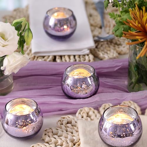 Round Gold Mercury Glass Candle Holder Set of 12 B39573