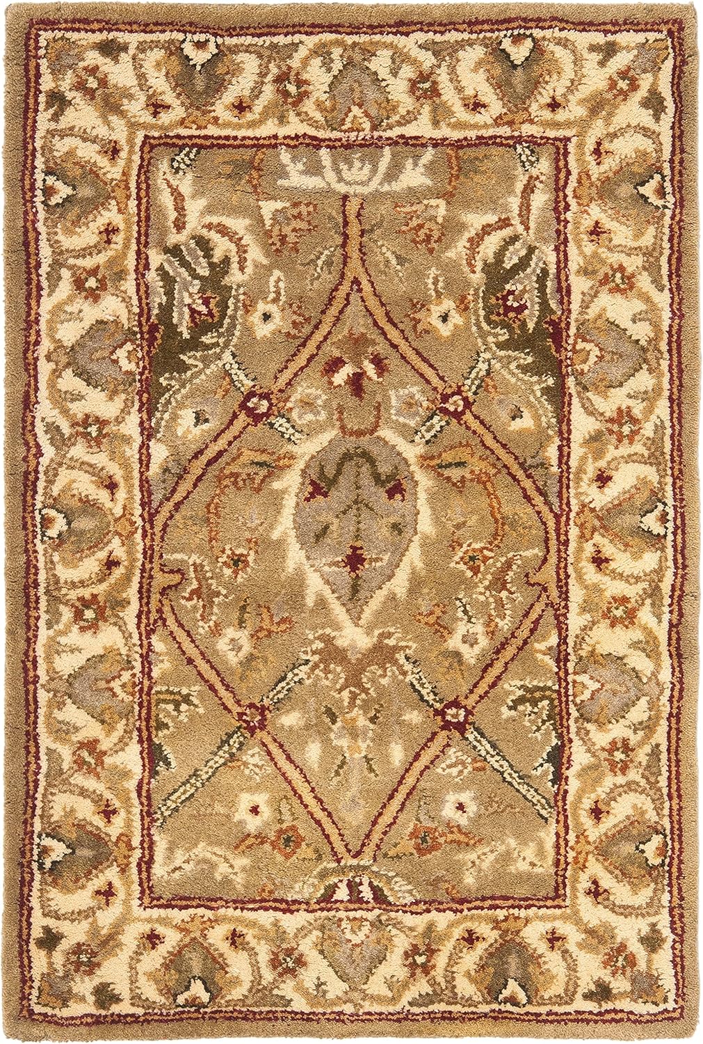 9'6" x 13'6" Light Green Beige Handmade Traditional Wool Area Rug N294