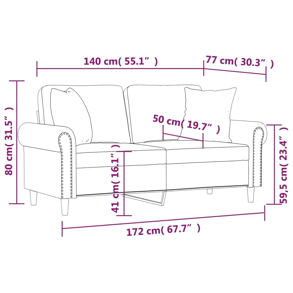 Black 55.1" Faux Leather 2-Seater Sofa I472598
