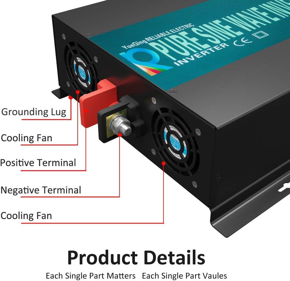 300W Pure Sine Wave Car Power Inverter 24VDC Black X6620