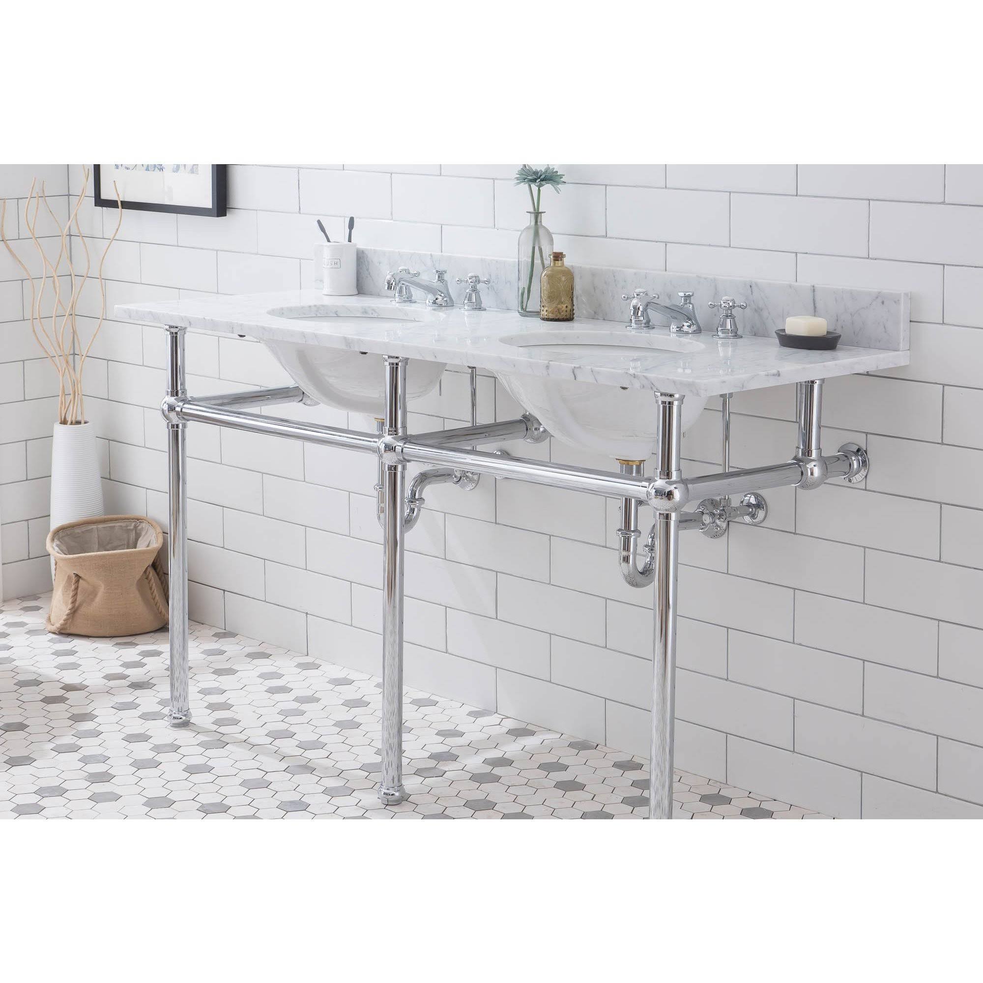 60x22 Double Wash Stand in Chrome Y4182