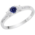 Gemstone 2 CT Round Diamond Blue Sapphire Engagement Ring V61490