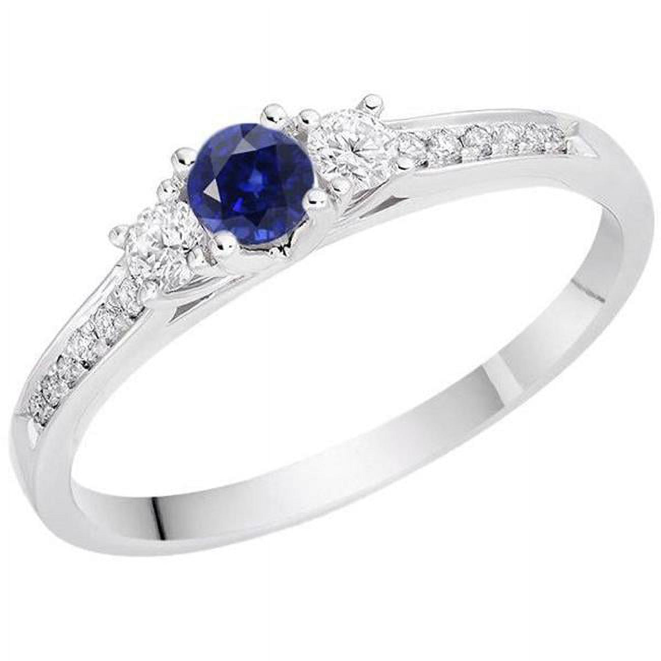 Gemstone 2 CT Round Diamond Blue Sapphire Engagement Ring V61490