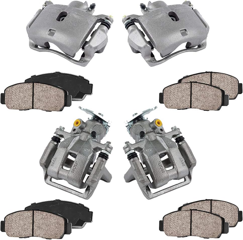 FRONT + REAR [4] Loaded OE Calipers + Ceramic Brake Pads Kit R747520