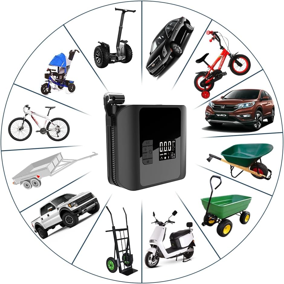150PSI Cordless Tire Inflator Air Compressor with LED Light Pack of 2 S195