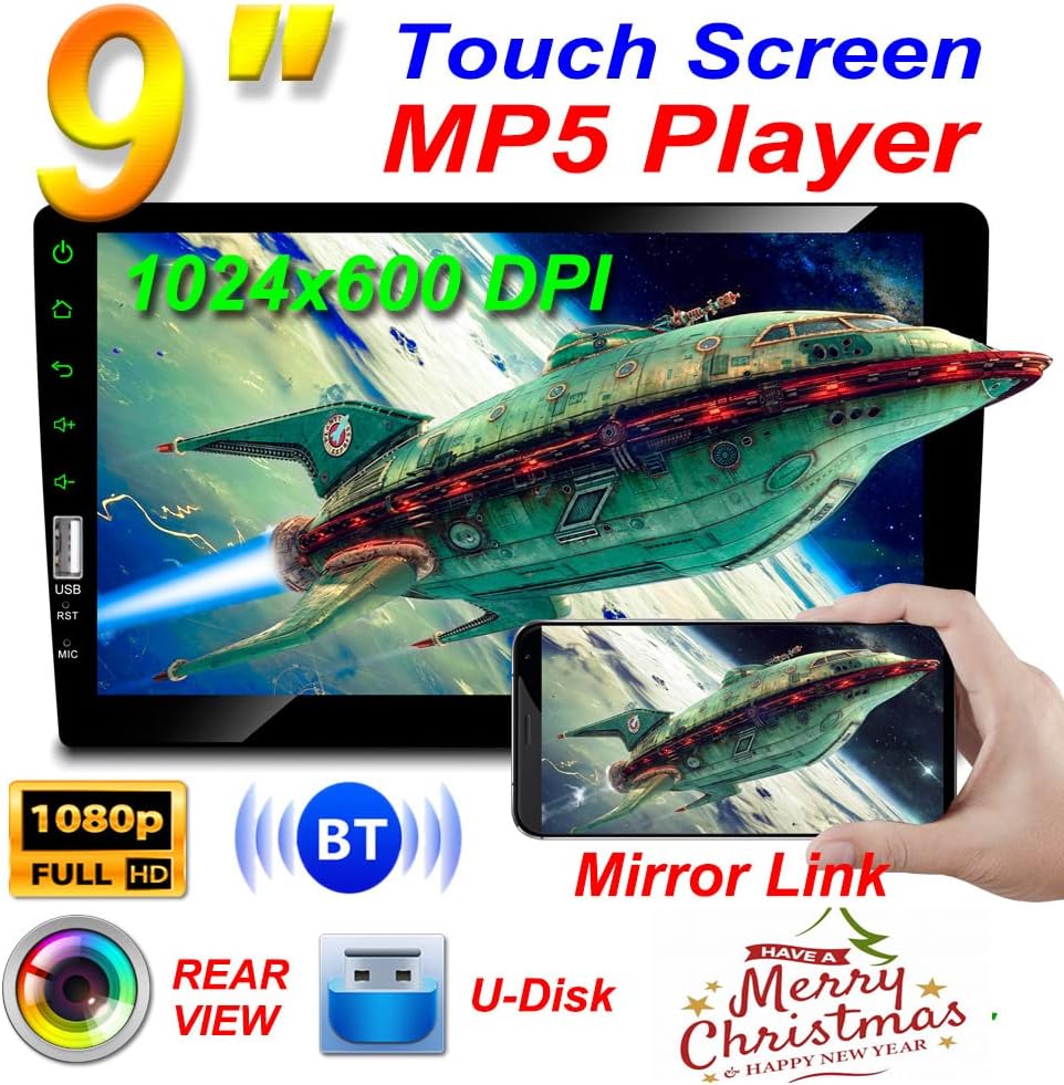 9 Inch Single Din Car Stereo Touch Screen with Backup Camera Bluetooth FM Radio AUX/USB/TF MP3/MP4/MP5 Player B120