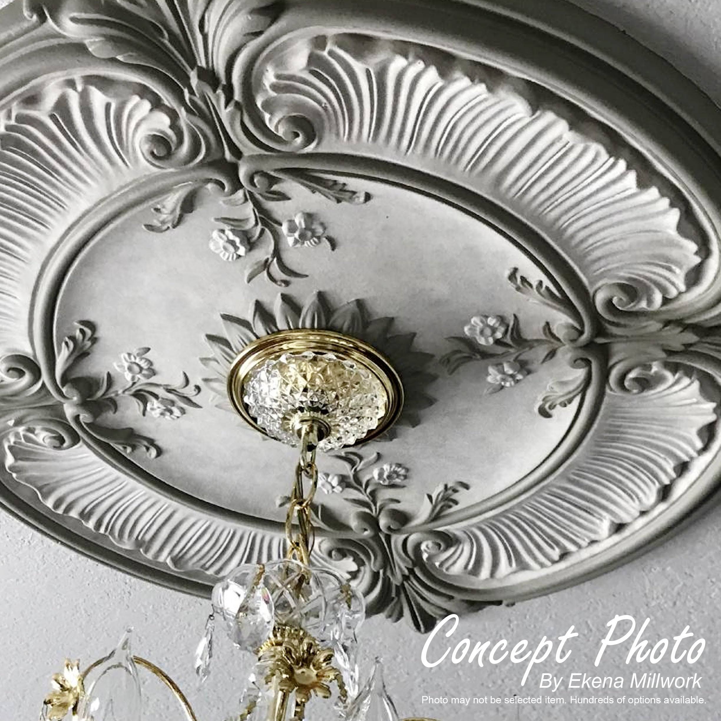 12 1/4x22OD x 4x22ID x 1 1/8x22P Hand-Painted Ceiling Medallion V775