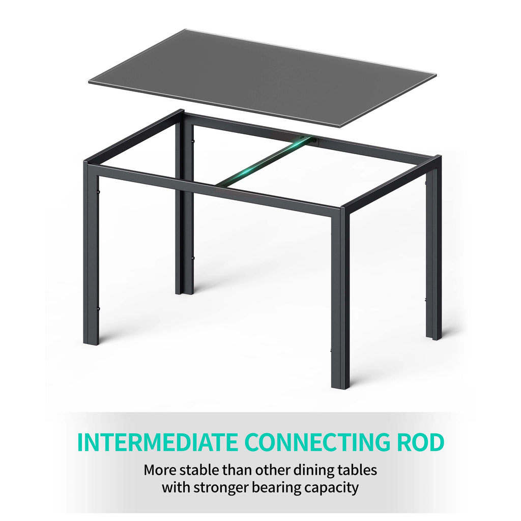 Black 5-Piece Rectangular Kitchen Dining Table Set F10952
