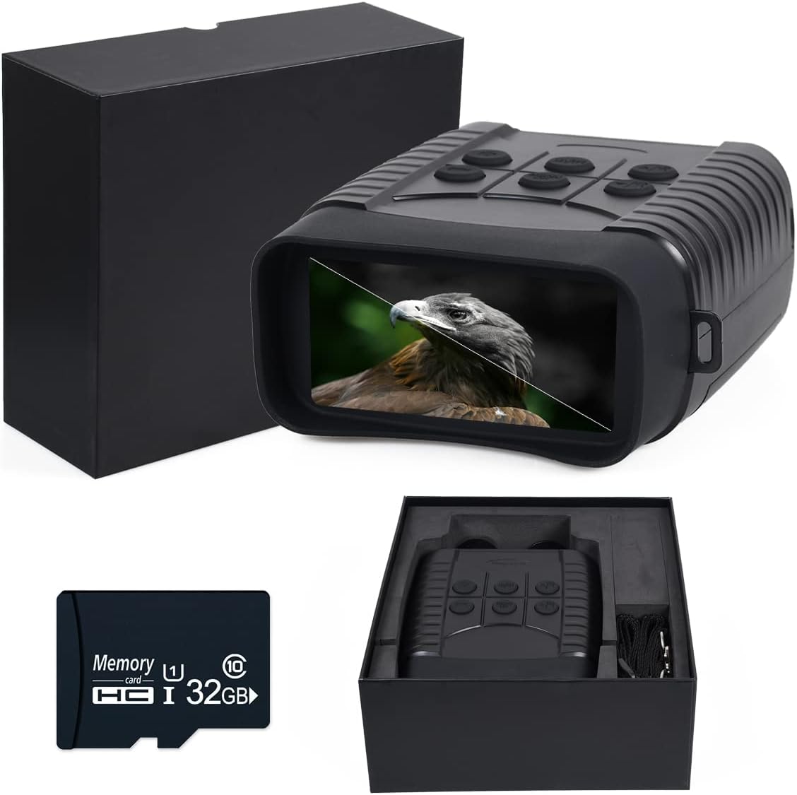 Digital Night Vision Binoculars Infrared Goggles 10X Zoom HD Photo 1080P Video 3.0 LCD Screen 32GB SD Card O9953