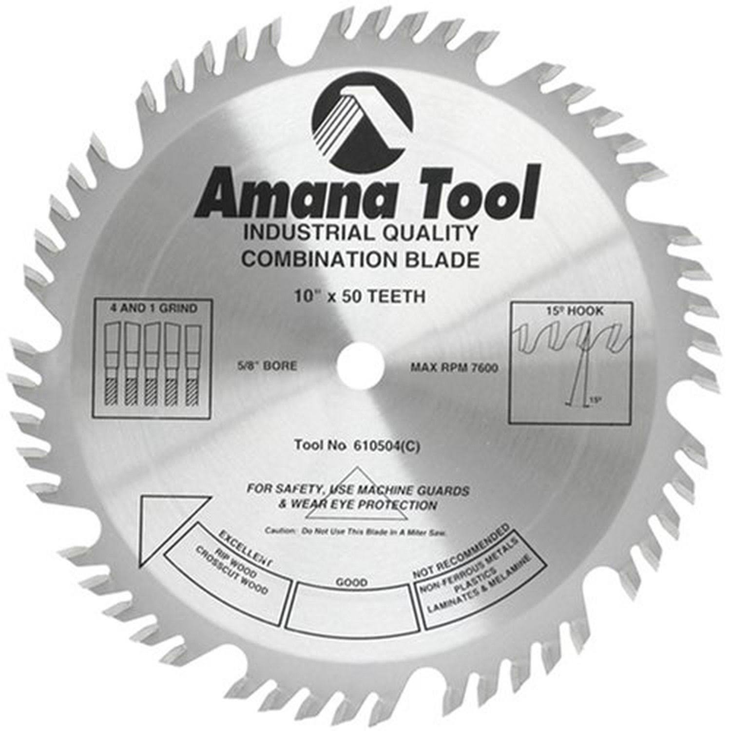 Carbide Tipped Combination Ripping & Crosscut Saw Blade 10x22 Dia x 50T H7448