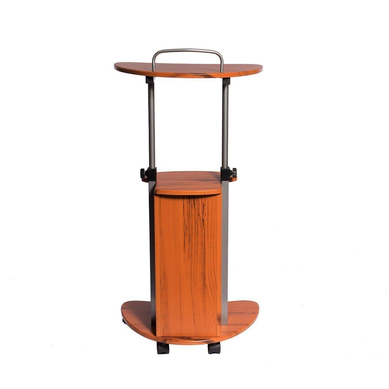 Woodgrain Adjustable Height Laptop Cart with Storage M75149