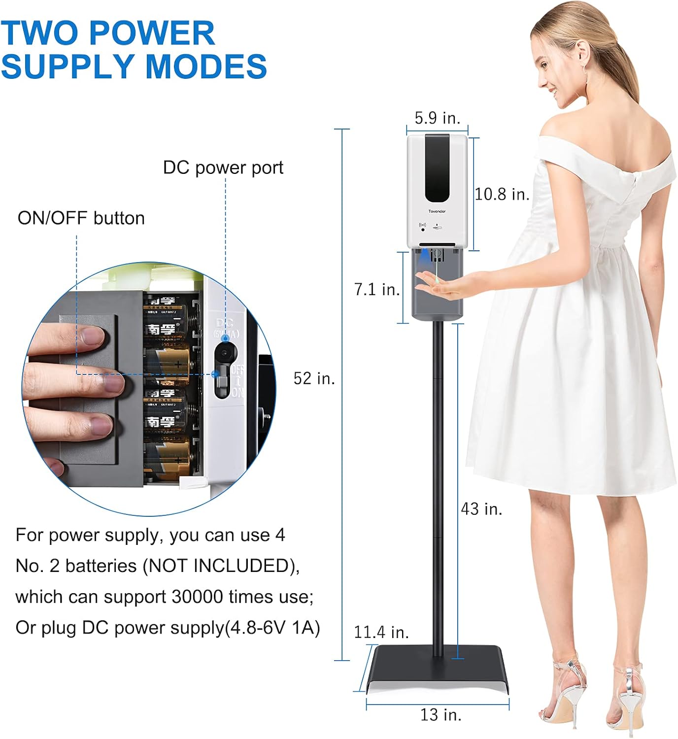 Automatic Hand Sanitizer Dispenser with Stand and Drip Catcher, Infrared Sensor Touchless, Refillable 1200ml Bottle H64023