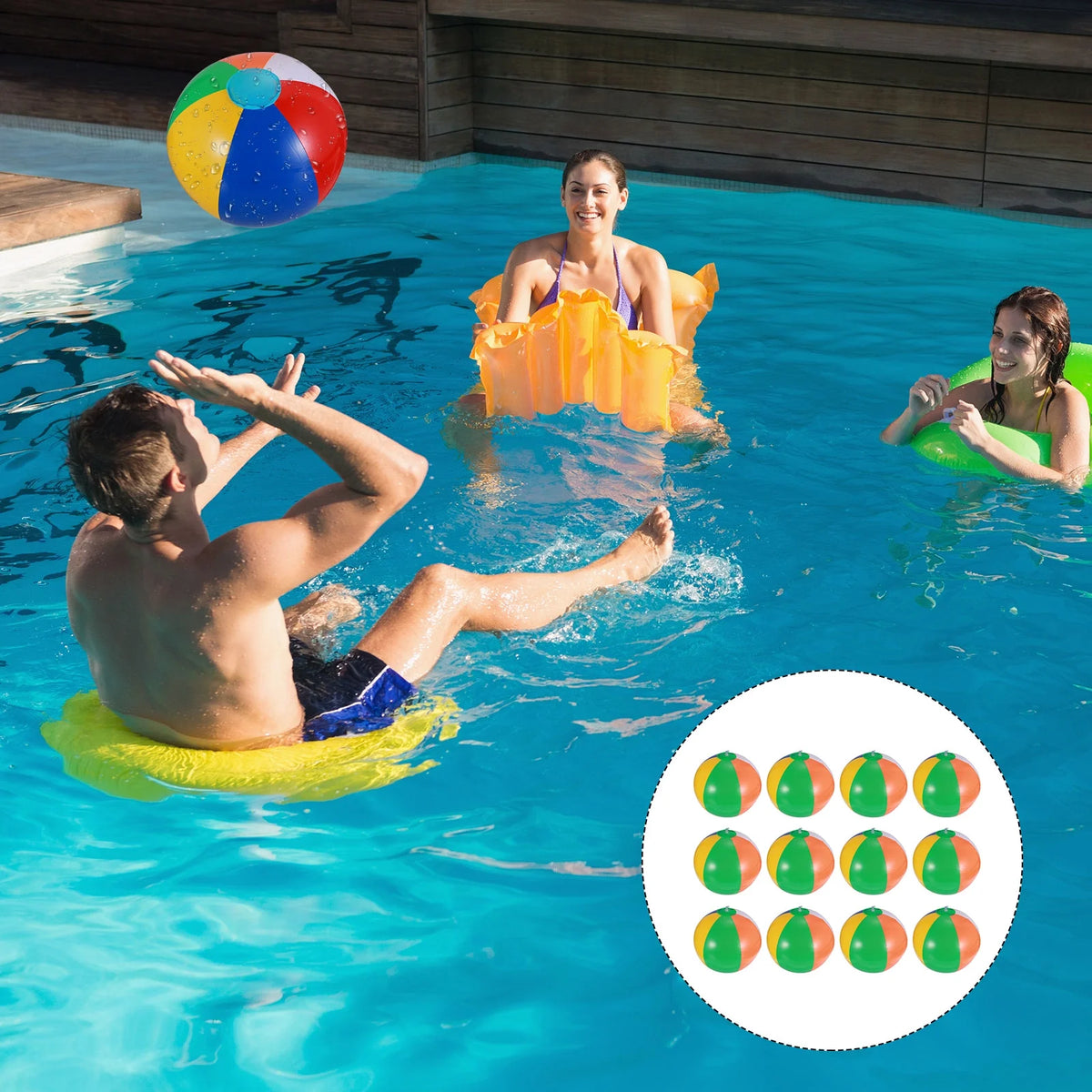 12 Pcs Inflatable Beach Balls Pool Toys J865383