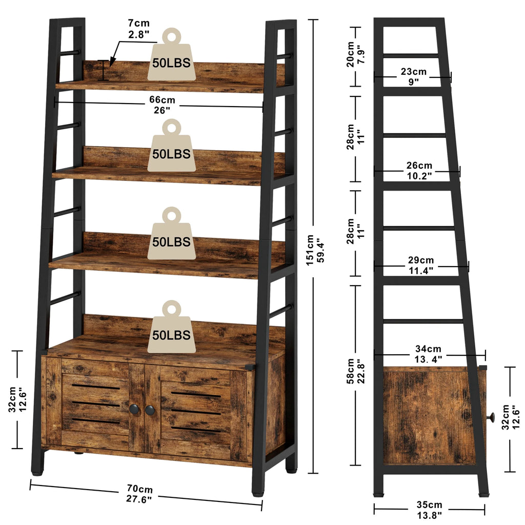 3-Tier Ladder Shelf with Louvered Doors V340