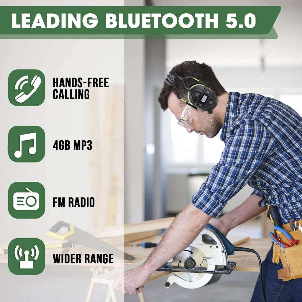 Green Bluetooth Noise Reduction Safety Ear Muffs with Mic Z742810