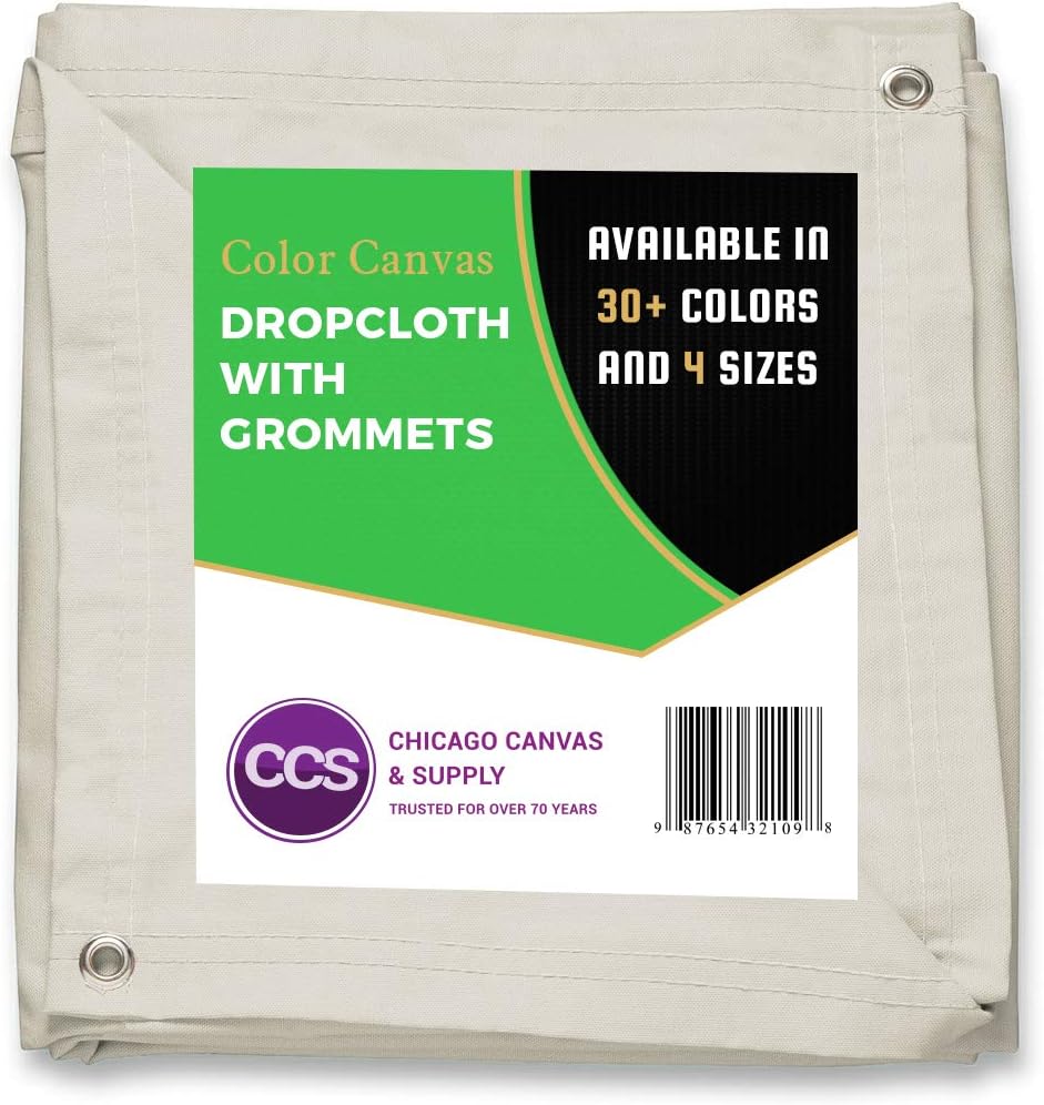 10 oz Canvas Cotton Drop Cloth 12 by 12 feet Natural Pack of 2 D518