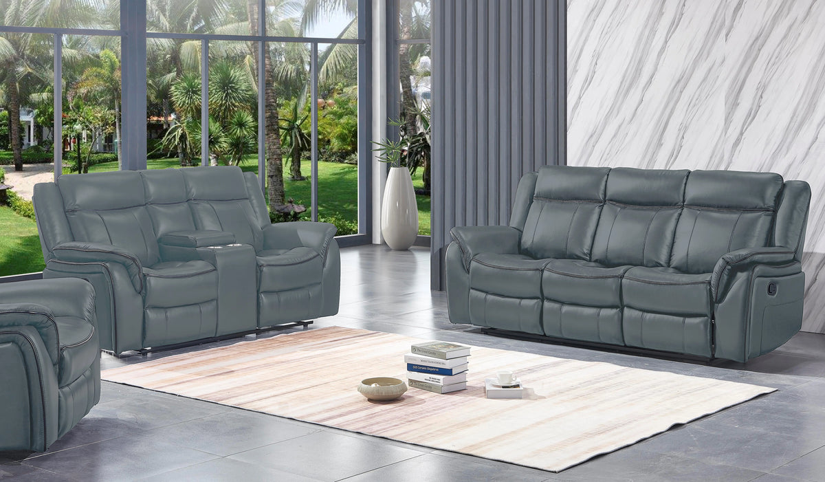 2pc Motion Reclining Sofa and Loveseat Set Black Leather Z5096