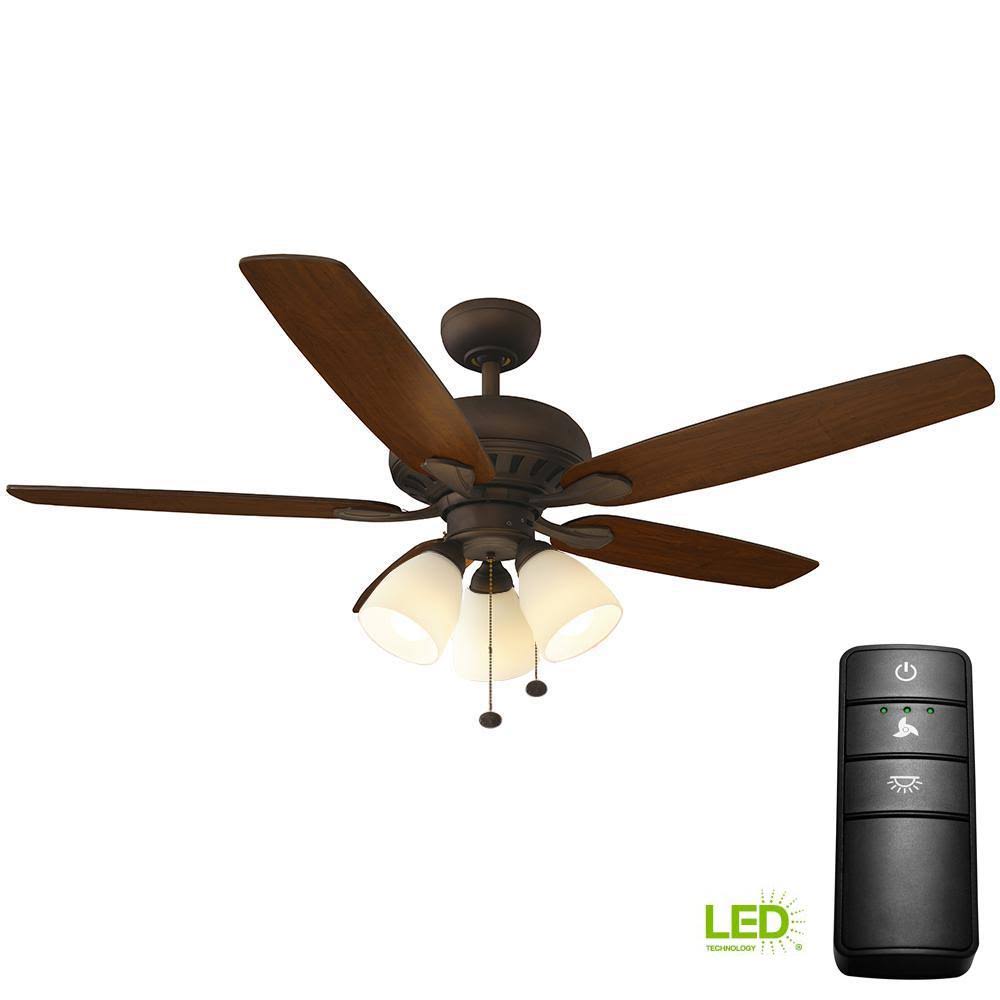 Oil-Rubbed Bronze LED Ceiling Fan with Light Kit and Remote Control A849482