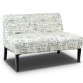 Off-White Cursive Pattern Loveseat Sofa with Black Wood Legs Y418617