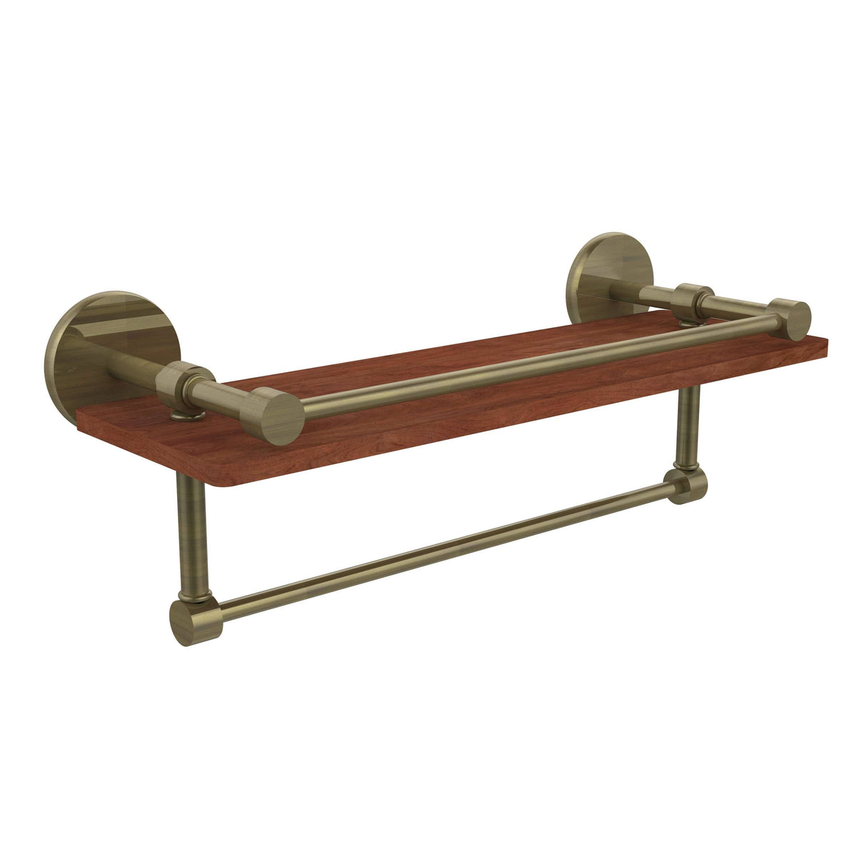 16 inch Ironwood Shelf with Gallery Rail and Towel Bar Z7716