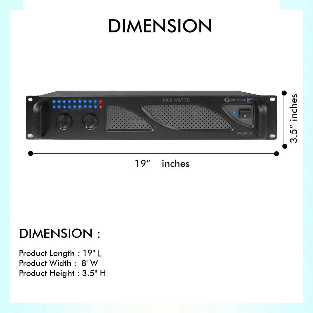 3000 Watts 2-Channel DJ Power Amplifier D628286