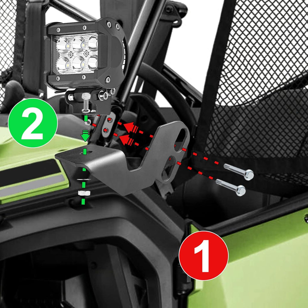 Front Pillar Roll Cage Light Mount Brackets Pair 18W 4 LED Spot Work Lights with Wiring Kit D94248