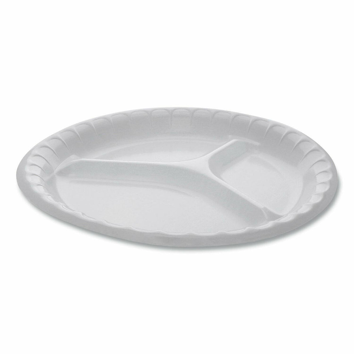 White 3-Compartment Laminated Foam Plate, 540/Carton J356