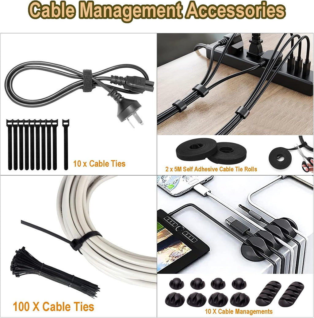Cord Organizer Box with Cable Management Kit of Cable Clips & Cable Sleeve, Pack of 2 P6318