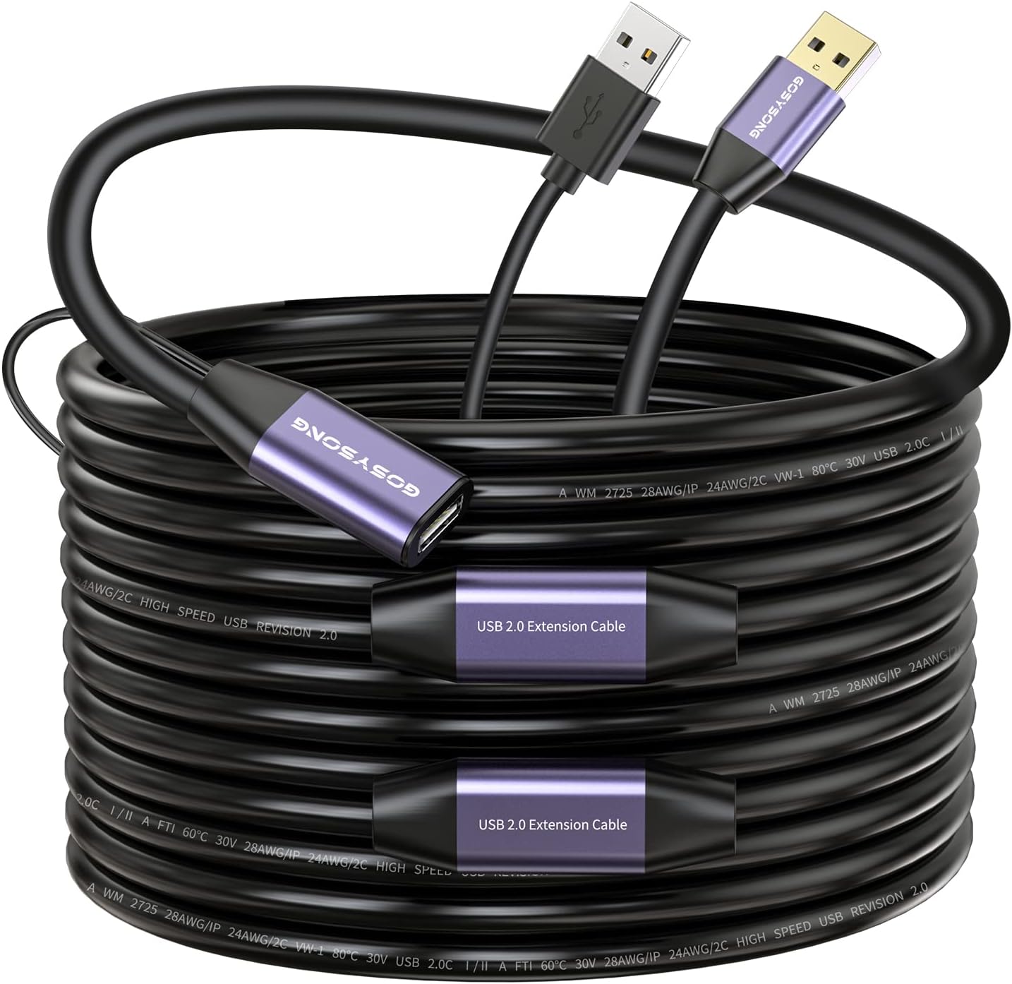 USB 2.0 Type A Male to A Female Active Repeater Extension Cable 65ft L747227