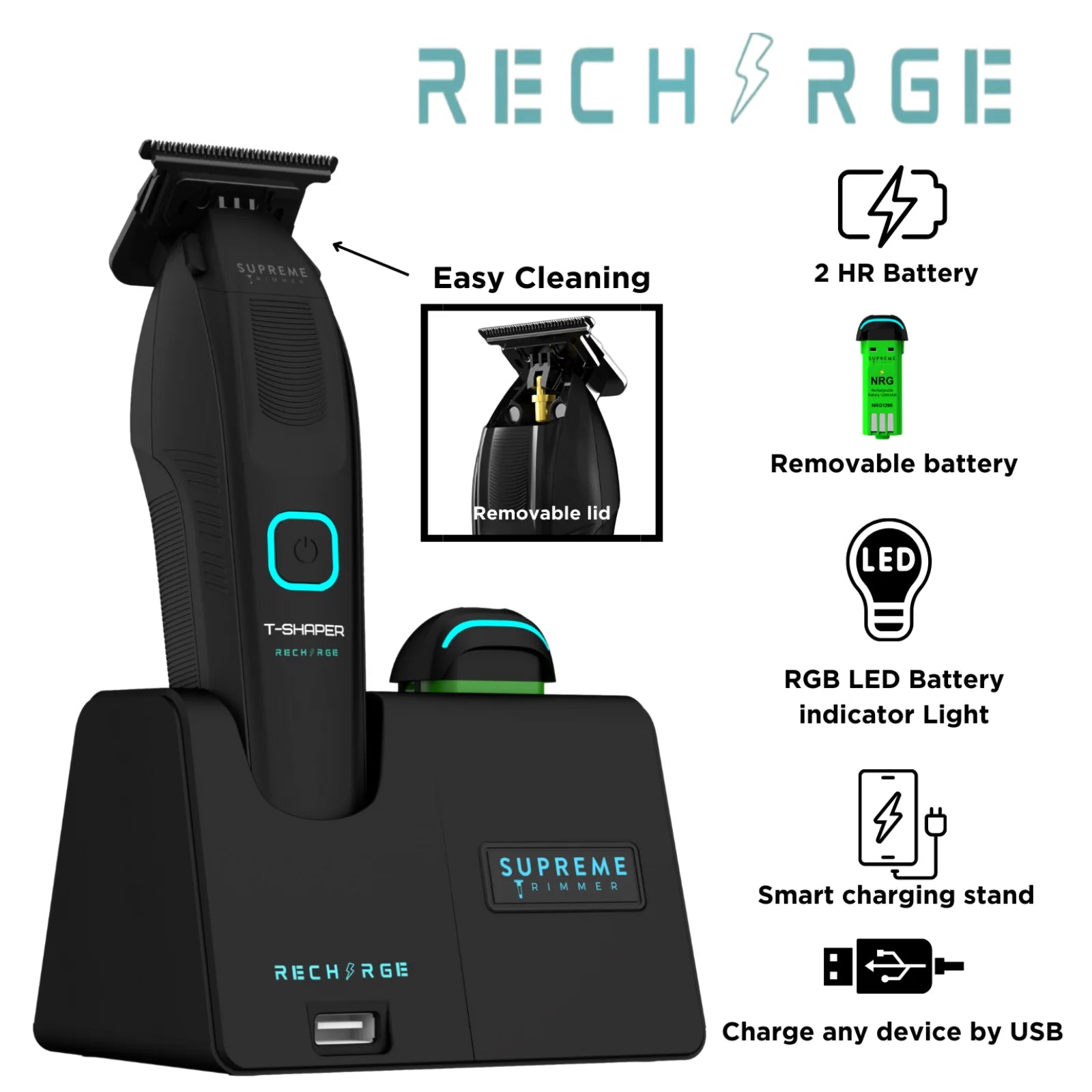 Black Recharge Professional Trimmer X1725