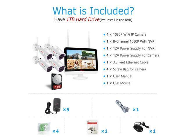 8CH 1TB NVR 1080p Wireless Security Camera System T65870