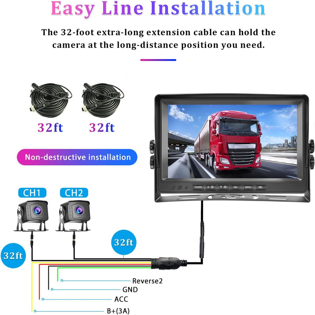 9 inch AHD 1080P Wired Backup Camera with Monitor Kit X76235