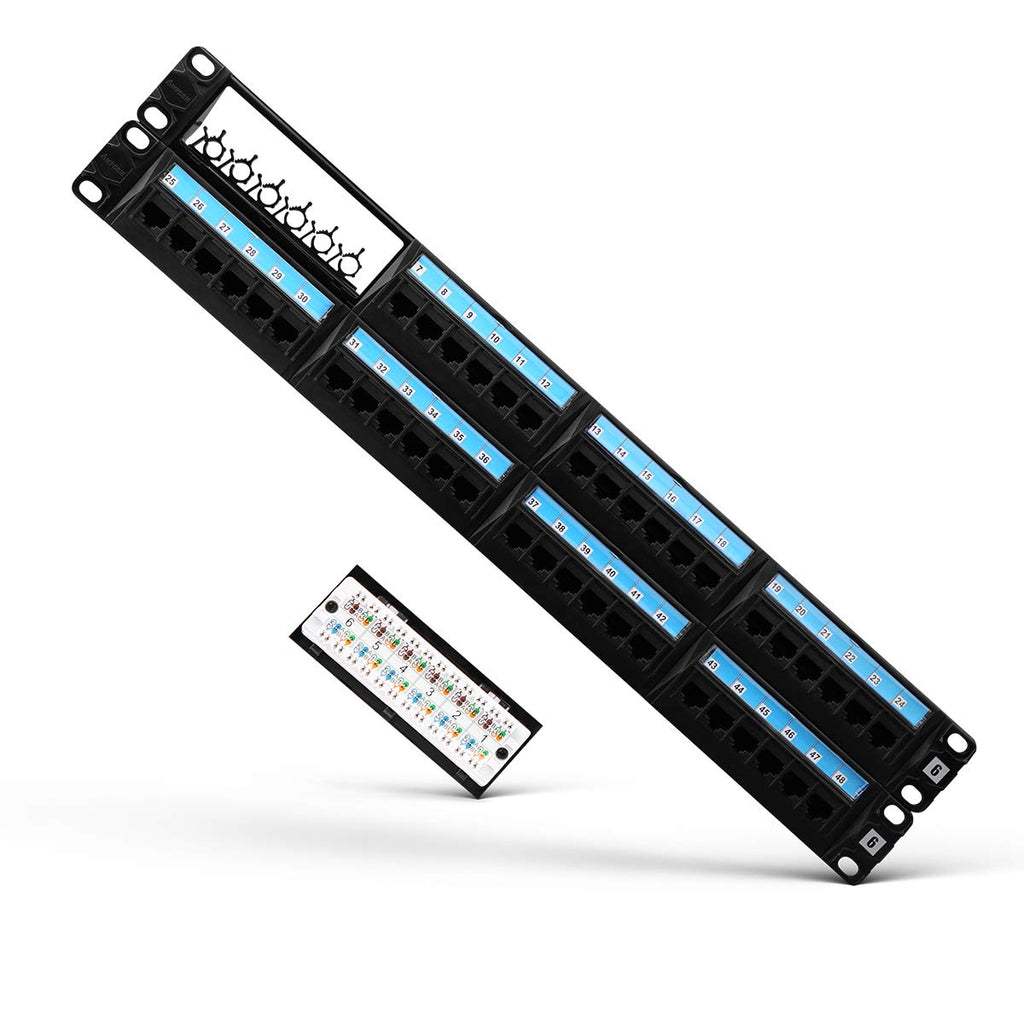 CAT6 48 Ports Patch Panel, 2U, 19 inch, RJ45 Ethernet, Pack of 2 B83017