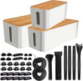 Cord Organizer Box with Cable Management Kit of Cable Clips & Cable Sleeve, Pack of 2 P6318