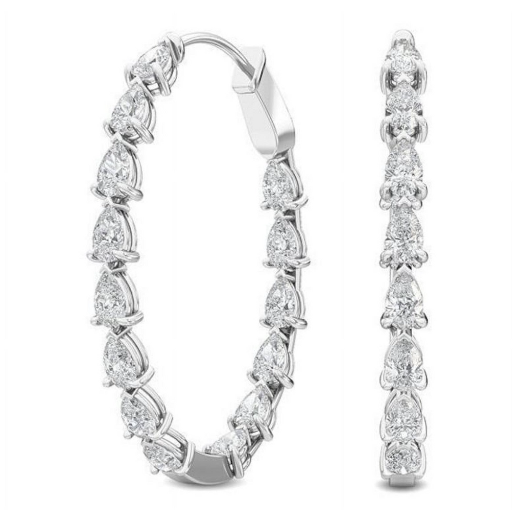14K White Gold Hoop Earrings O634