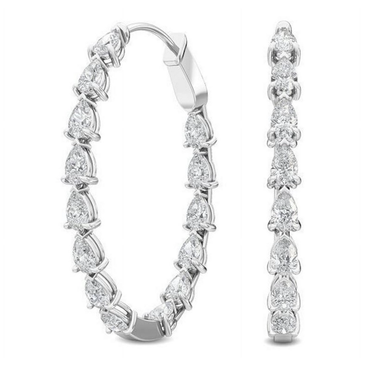 14K White Gold Hoop Earrings O634