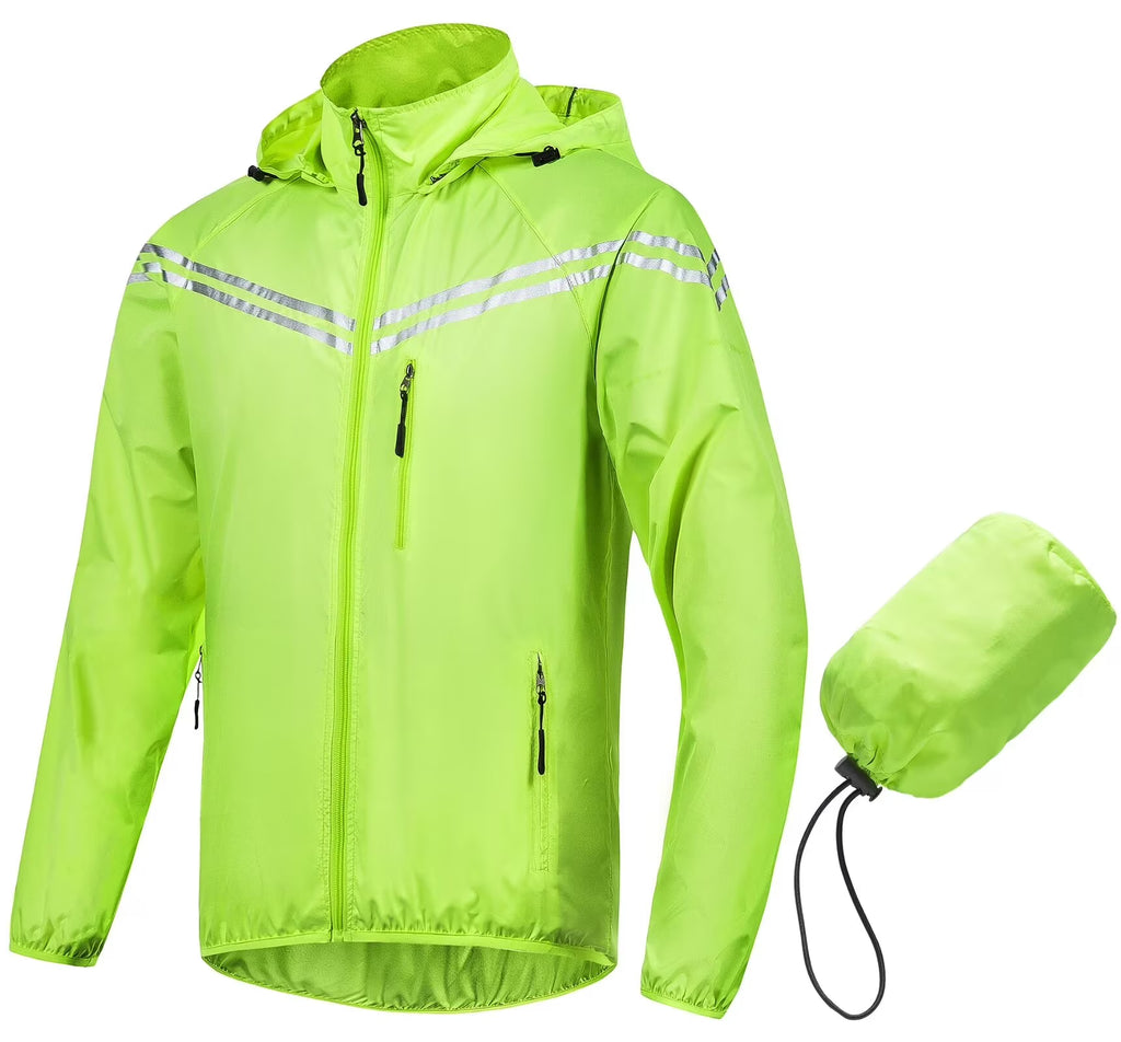 Yellow Ultralight Packable Cycling Rain Jacket J565067
