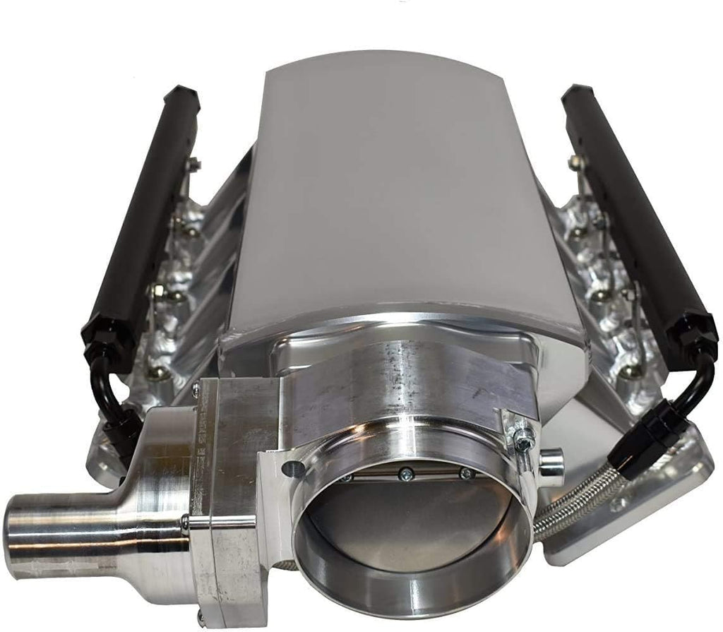 Intake Manifold with 102mm Throttle Body Drive By Wire Sheet Metal Fabricated EFI Silver I9323