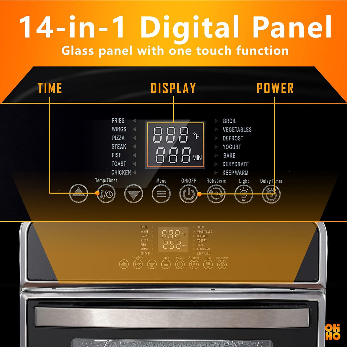 15L Stainless Steel Air Fryer Toaster Oven B878