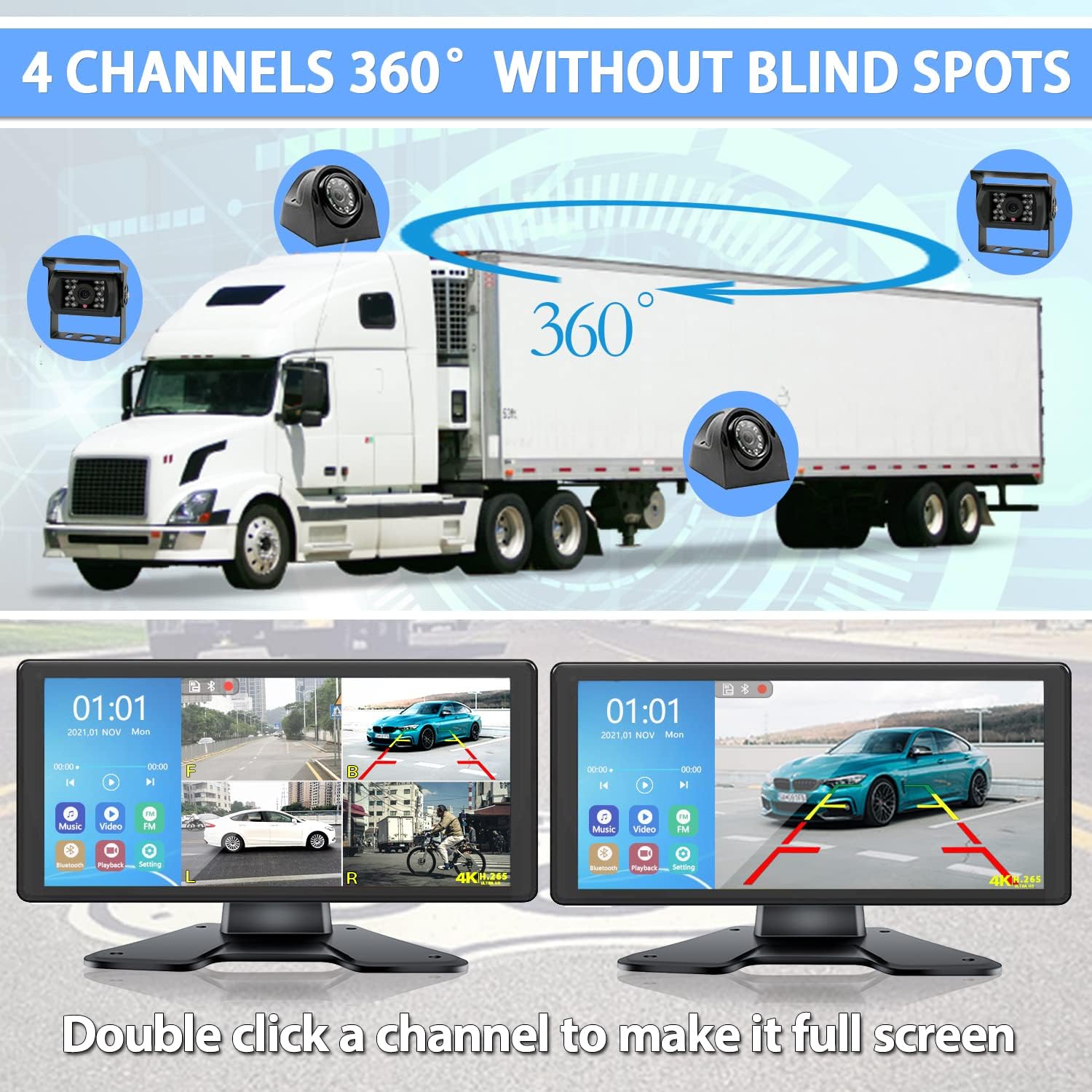 4K Backup Camera System with 10.36’’ Monitor and 4 AHD Camera N903